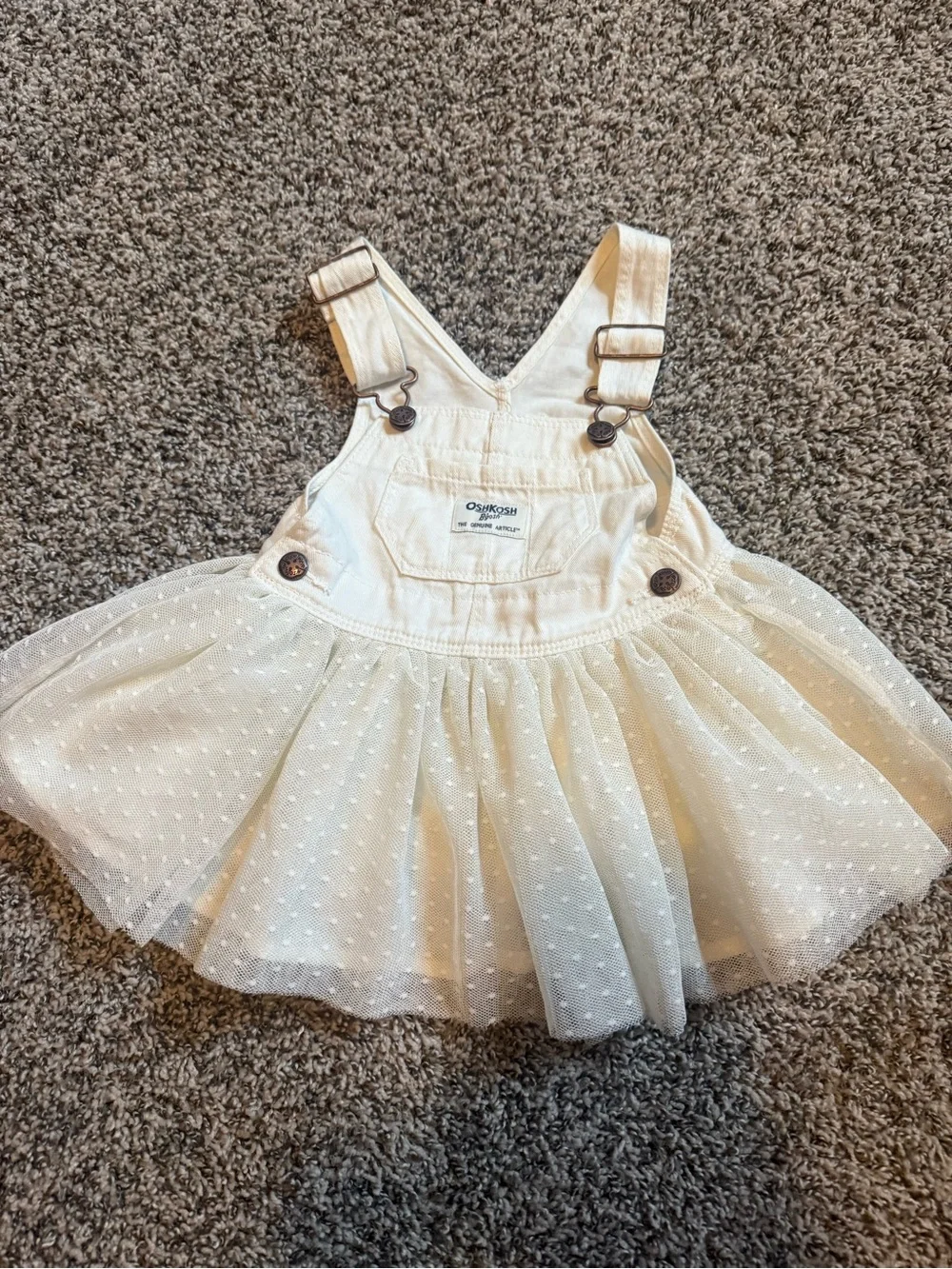 OshKosh B'gosh Cream Tulle Overall Dress